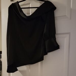 New York & Company Black Asymmetrical Blouse